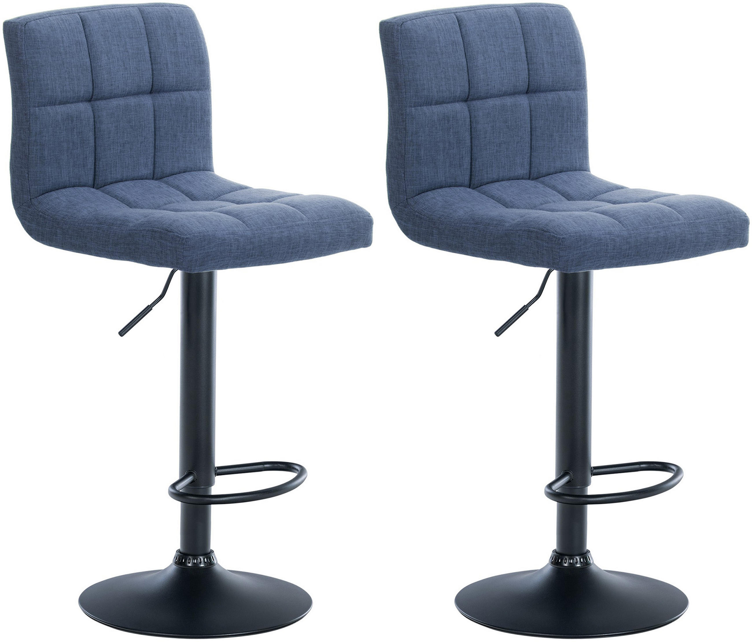 BARHOCKER 2er Set Cala Stoff schwarz blau - Blau/Schwarz, Textil/Metall (46/114/47cm) - TPFLiving