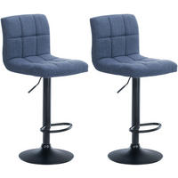 BARHOCKER 2er Set Cala Stoff schwarz blau - Blau/Schwarz, Textil/Metall (46/114/47cm) - TPFLiving