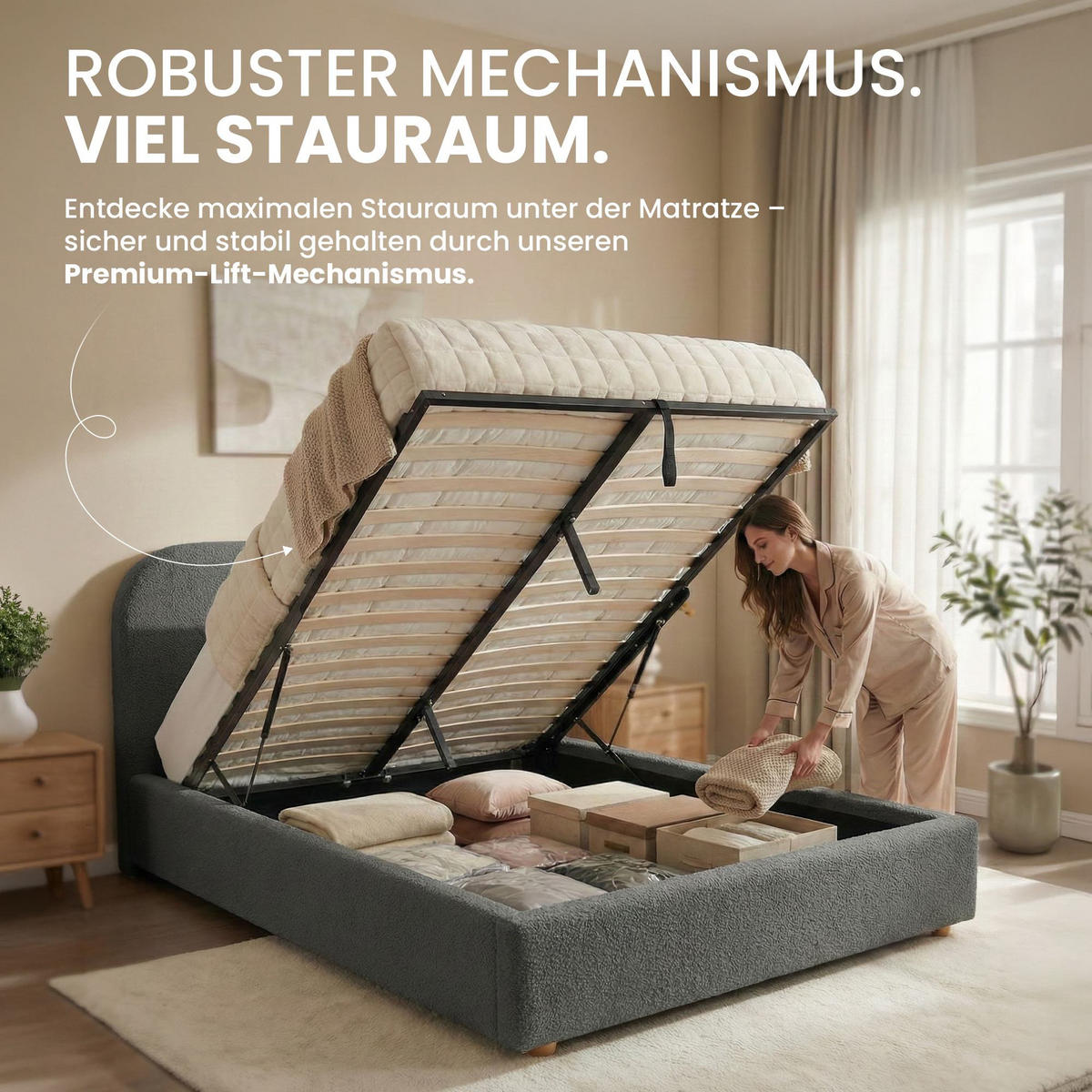 POLSTERBETT 160 cm/200 cm cm Stoff Dunkelgrau - Dunkelgrau, Textil (181/224cm) - CLP