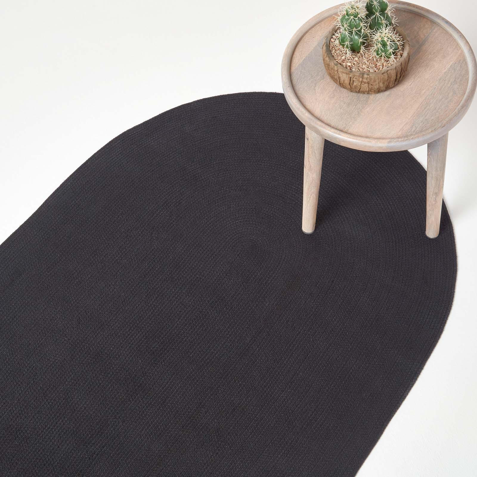 TEPPICH geflochten oval 60/90 cm - Schwarz, Textil (60/90cm) - Homescapes