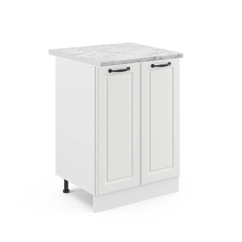 KÜCHENUNTERSCHRANK R-Line Weiß Landhaus 60 cm, AP Marmor - Weiß, Holzwerkstoff (60/81.6/60cm) - Vicco