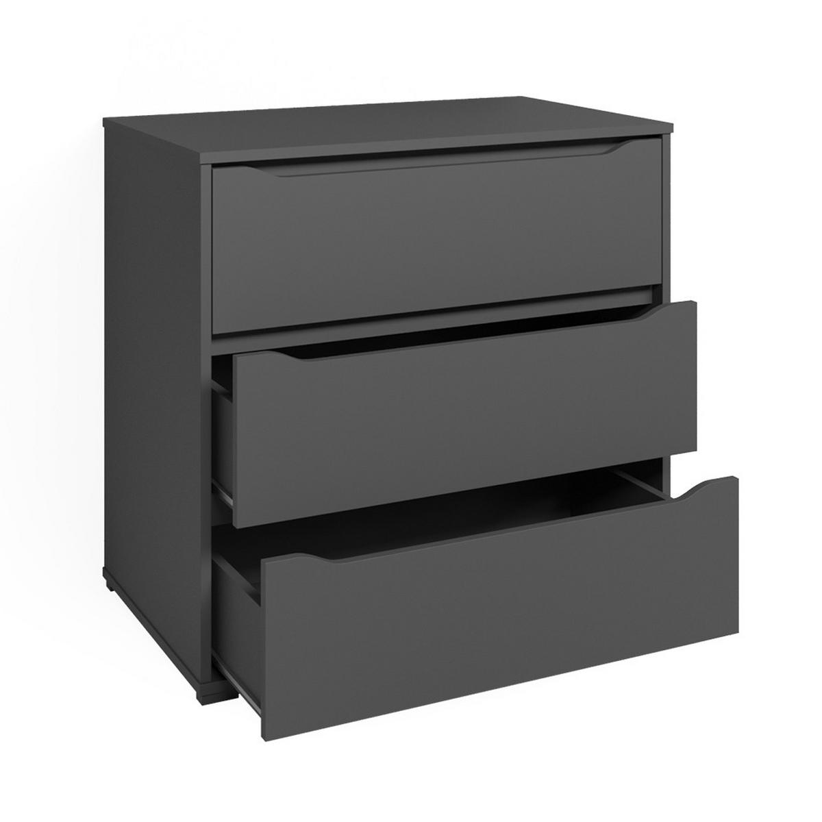 KOMMODE Ruben Anthrazit 80 x 77.6 cm mit 3 Schubladen - Anthrazit, Holzwerkstoff (48/77.6/80cm) - Vicco