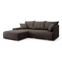 ECKSOFA L-Form Schlaffunktion Livorno Cord-Stoff Braun Links - Chromfarben/Schwarz, Holz/Kunststoff (188/246cm) - Kaiser Möbel