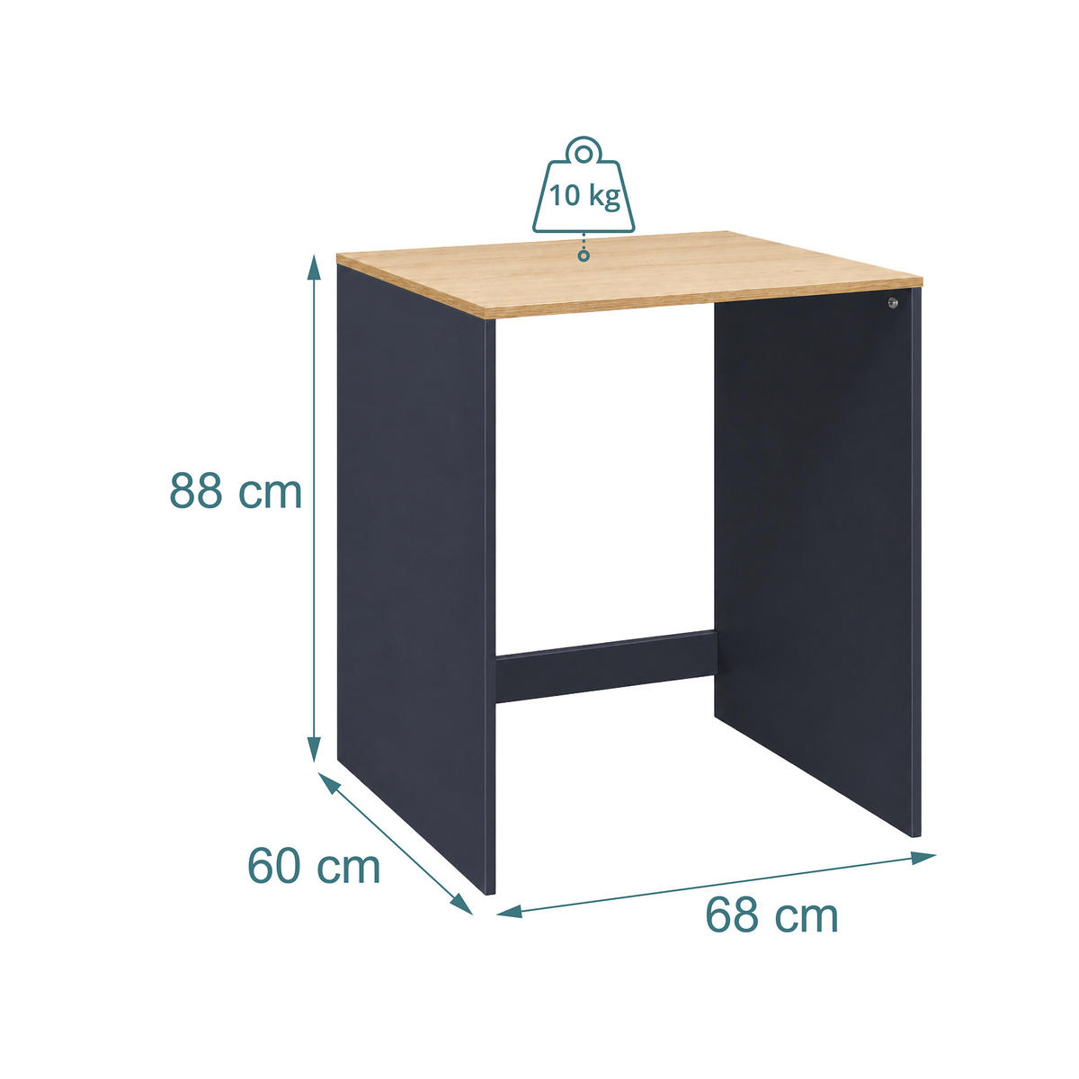 SKRINKA Antracit drevotrieska 88 cm - antracitová, kompozitné drevo (68/88/60cm) - Relaxdays