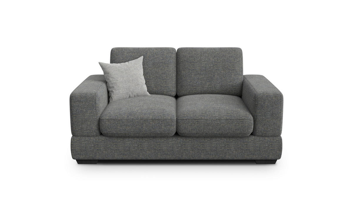 SOFA OTTO 2-Sitzer, anthracit - Schwarz/Grau, Holz/Textil (171/89/98cm) - Courtois Laville