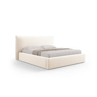 BETT mit Bettkasten und Kopfteil Kaelle aus Samt leichtes beige 180x200cm - Creme, Textil (180/200cm) - Micadoni
