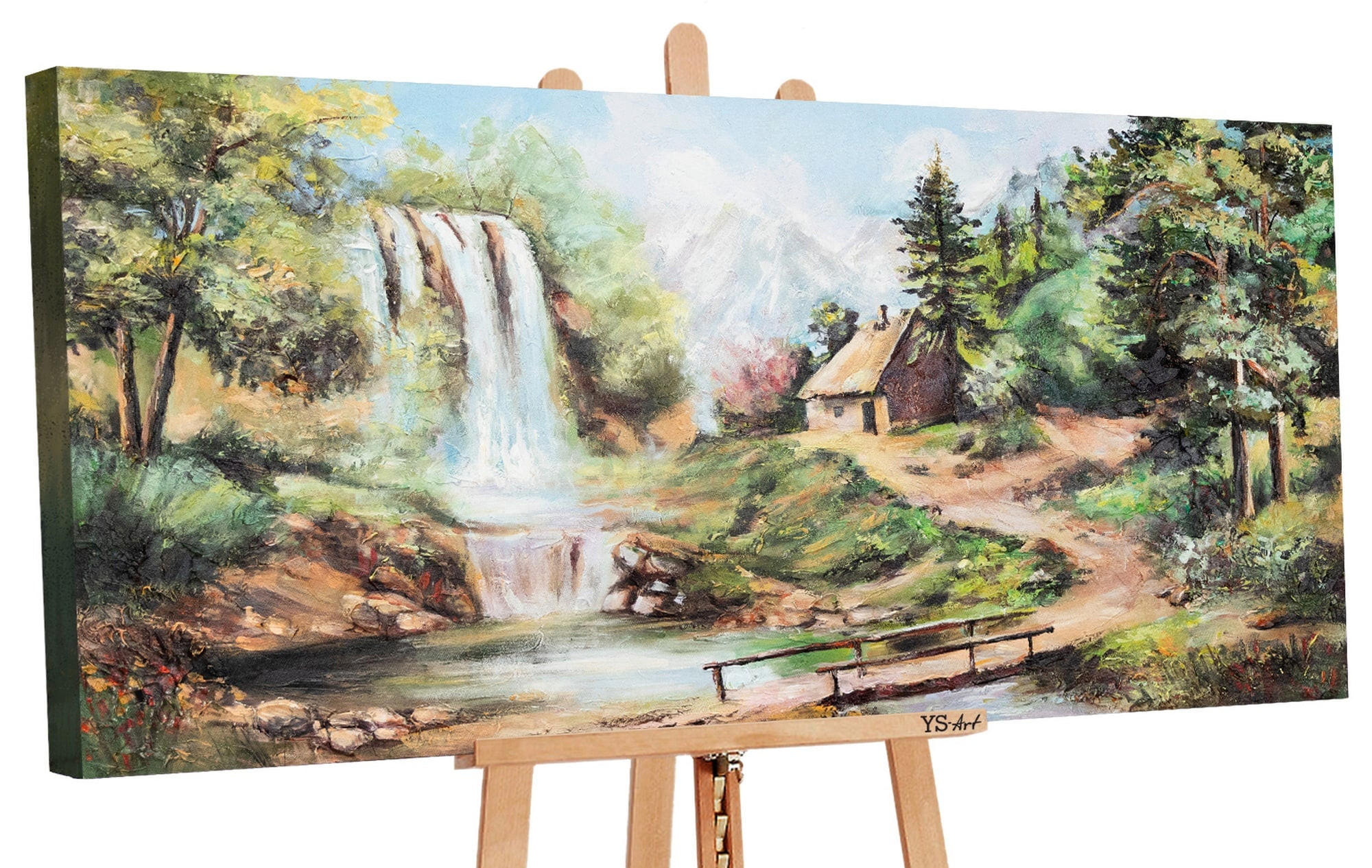 GEMÄLDE Wasserfall auf Keilrahmen 120x60 cm - Multicolor, Holz (120/60cm) - YS-art gallery