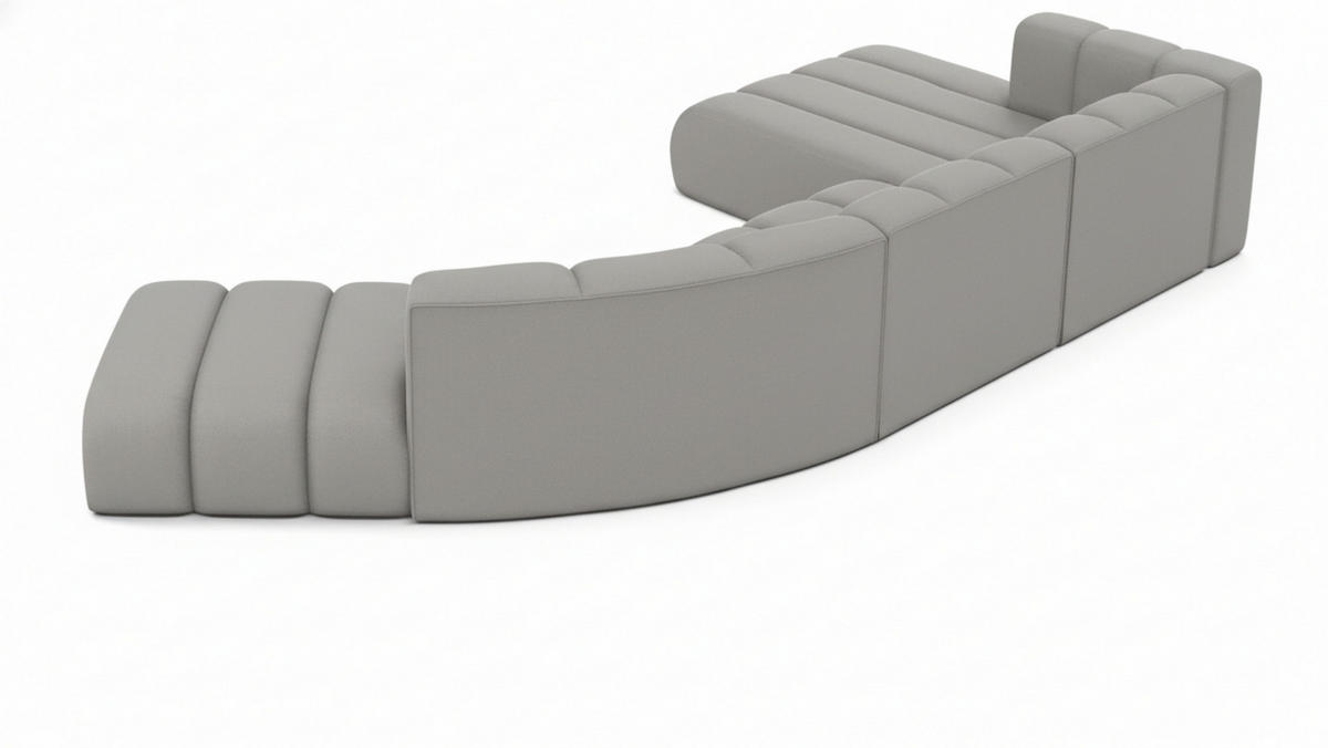 ECKSOFA L-Form GRAND Round, Stoff Salvador, Grau, Rechts - Grau, Holz (445/179cm) - Kaiser Möbel