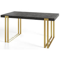 ESSZIMMERTISCH ROSA, ausziehbarer Tisch 120-220X80X77 cm, Farbe: Dunkelgrau, mit Metallbeinen in Farbe Gold - Dunkelgrau/Goldfarben, Holzwerkstoff (120/80/77cm) - Alpi-Möbel