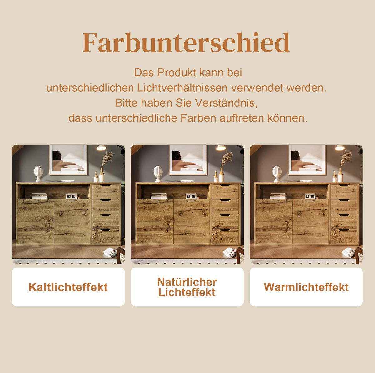 SIDEBOARD 150/90/40 cm Eiche aus Holzwerkstoff und Metall mit Softclose - Eichefarben, Holzwerkstoff (40/90/150cm) - OKMYHOME