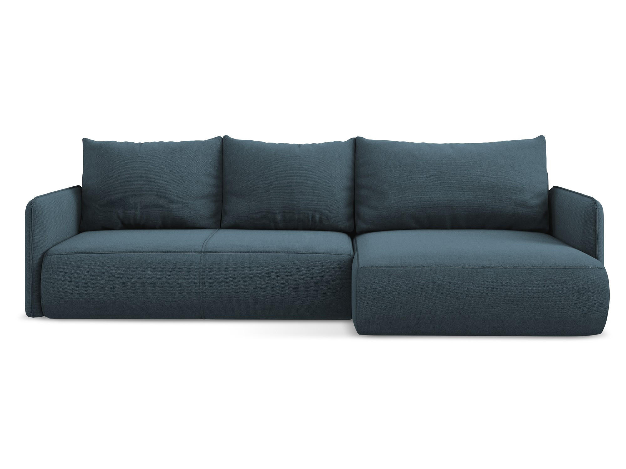 ECKSOFA mit Schlaffunktion Strukturstoff Stoff Blau - Blau/Blaugrau, Kunststoff/Textil (240/148cm) - Makamii