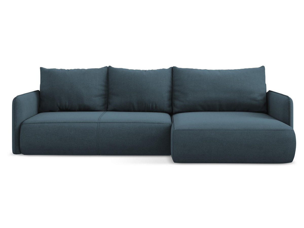 ECKSOFA mit Schlaffunktion Strukturstoff Stoff Blau - Blau/Blaugrau, Kunststoff/Textil (240/148cm) - Makamii