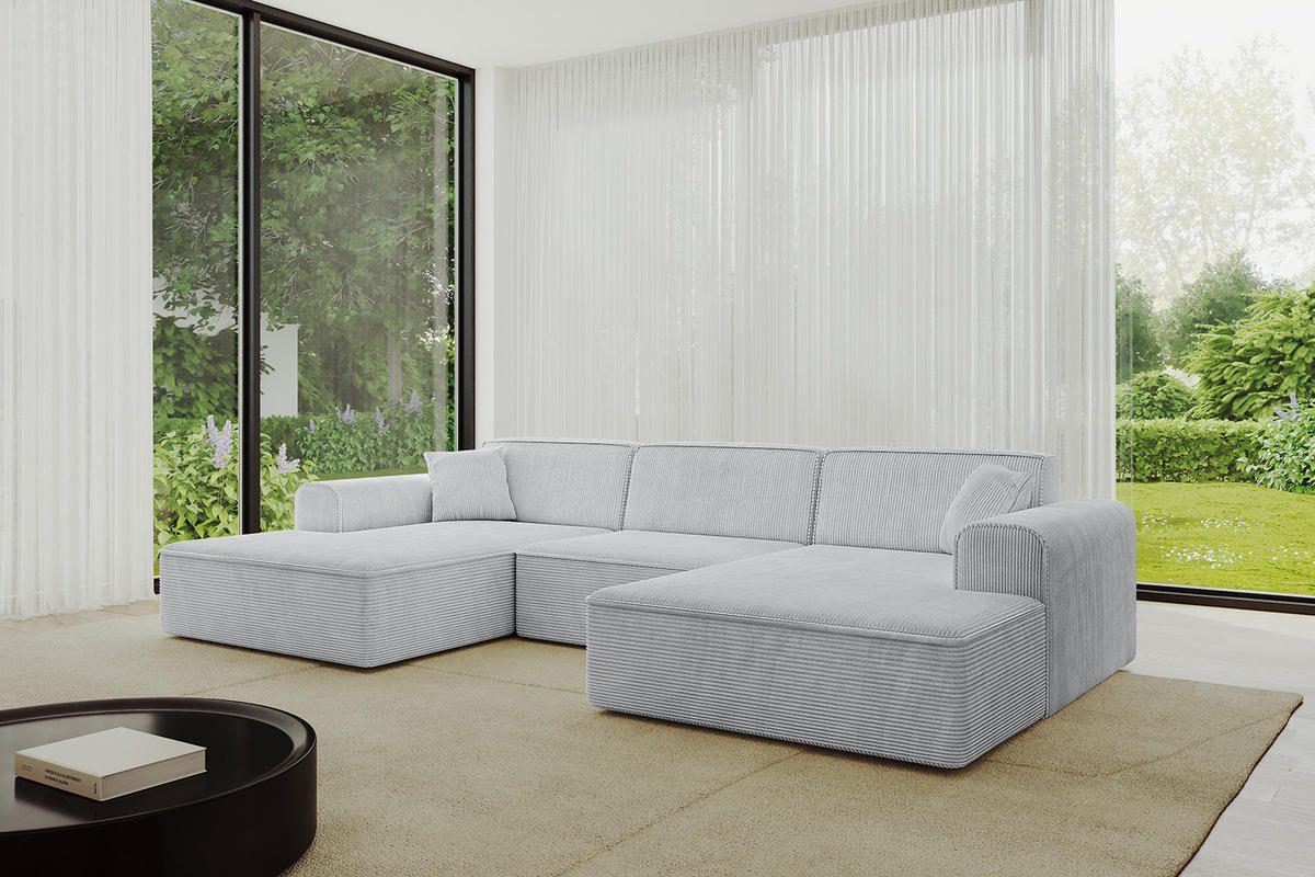 WOHNLANDSCHAFT IREA-U1-v3 - 303x171x79 cm Grau - Grau, Holzwerkstoff/Textil (303/79/171cm) - ALTDECOR