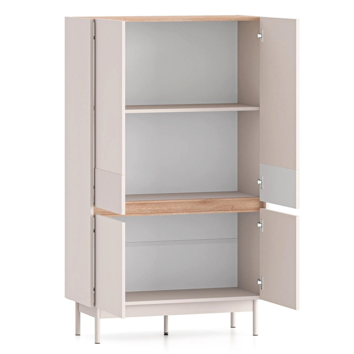 HIGHBOARD Dunea kašmírovo sivá/dekor duba 92 cm - taupe, kov/kompozitné drevo (92/156/40cm) - Selsey