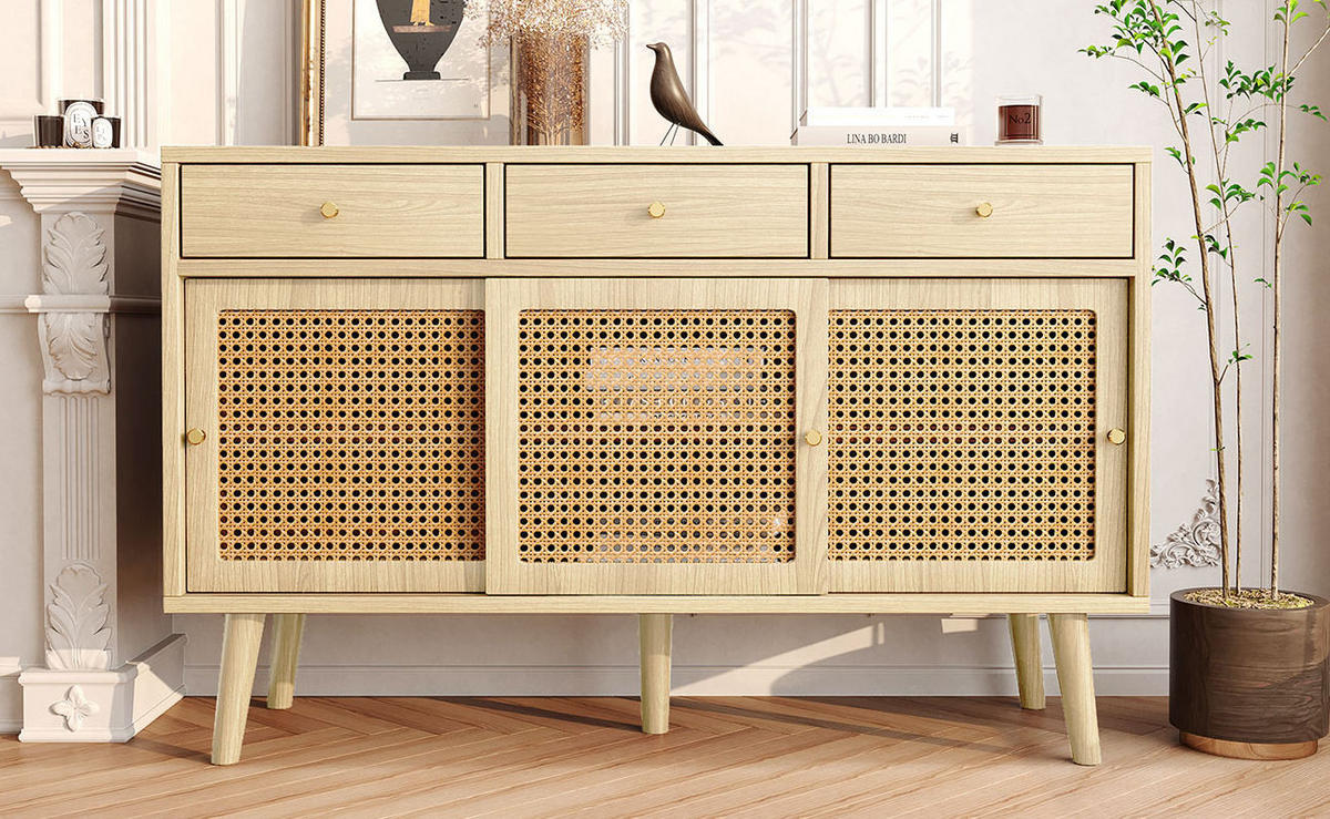 SIDEBOARD 120/40/78 cm s 3 zásuvkami a 3 dvierkami, nastaviteľné police, FSC certifikát, Dub - farba duba, kompozitné drevo (40/78/120cm) - Redom