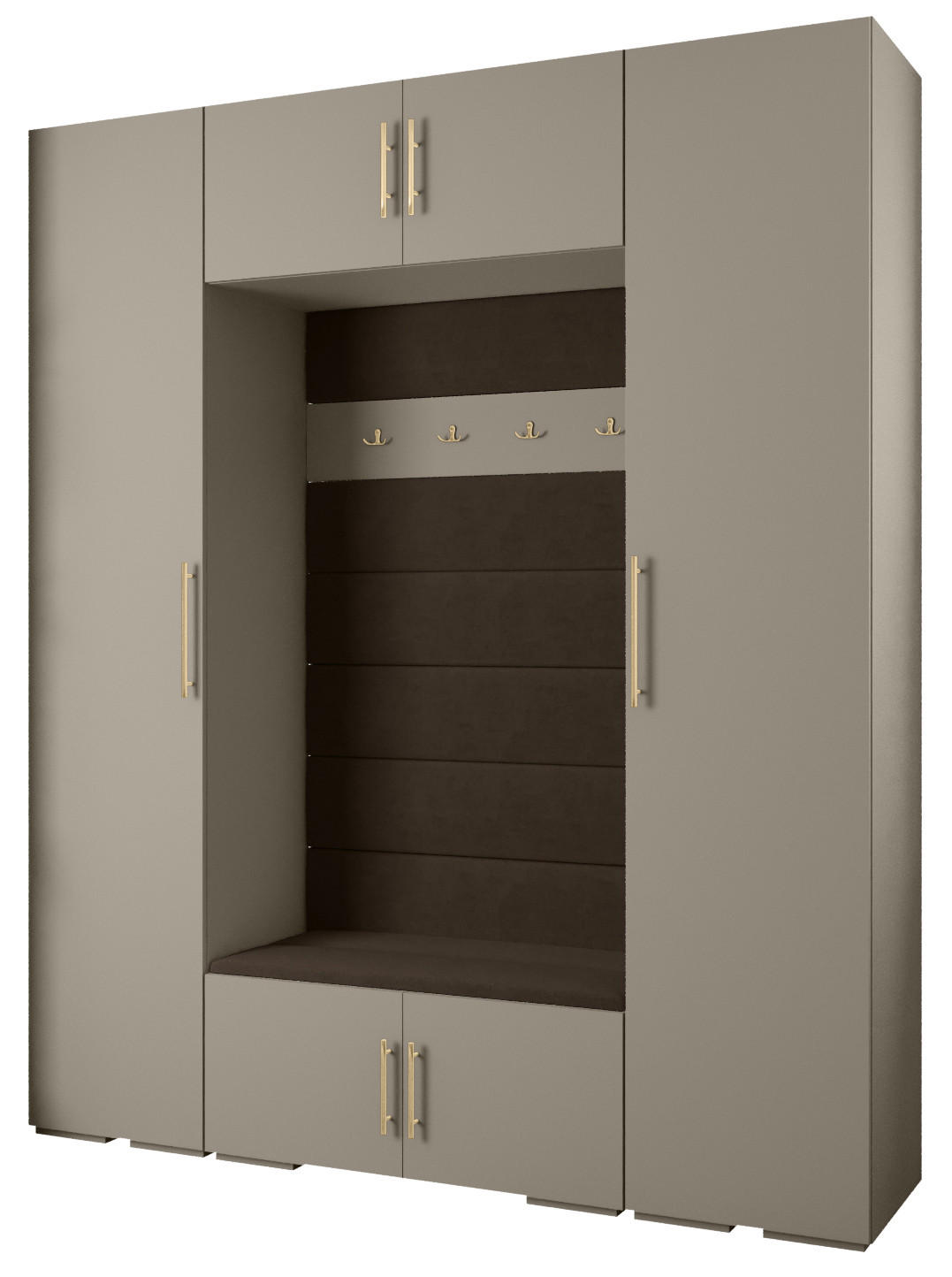 Abiks Möbel Garderoben-Set Kaschmir, Braun, Gold 200x236.7x47 cm