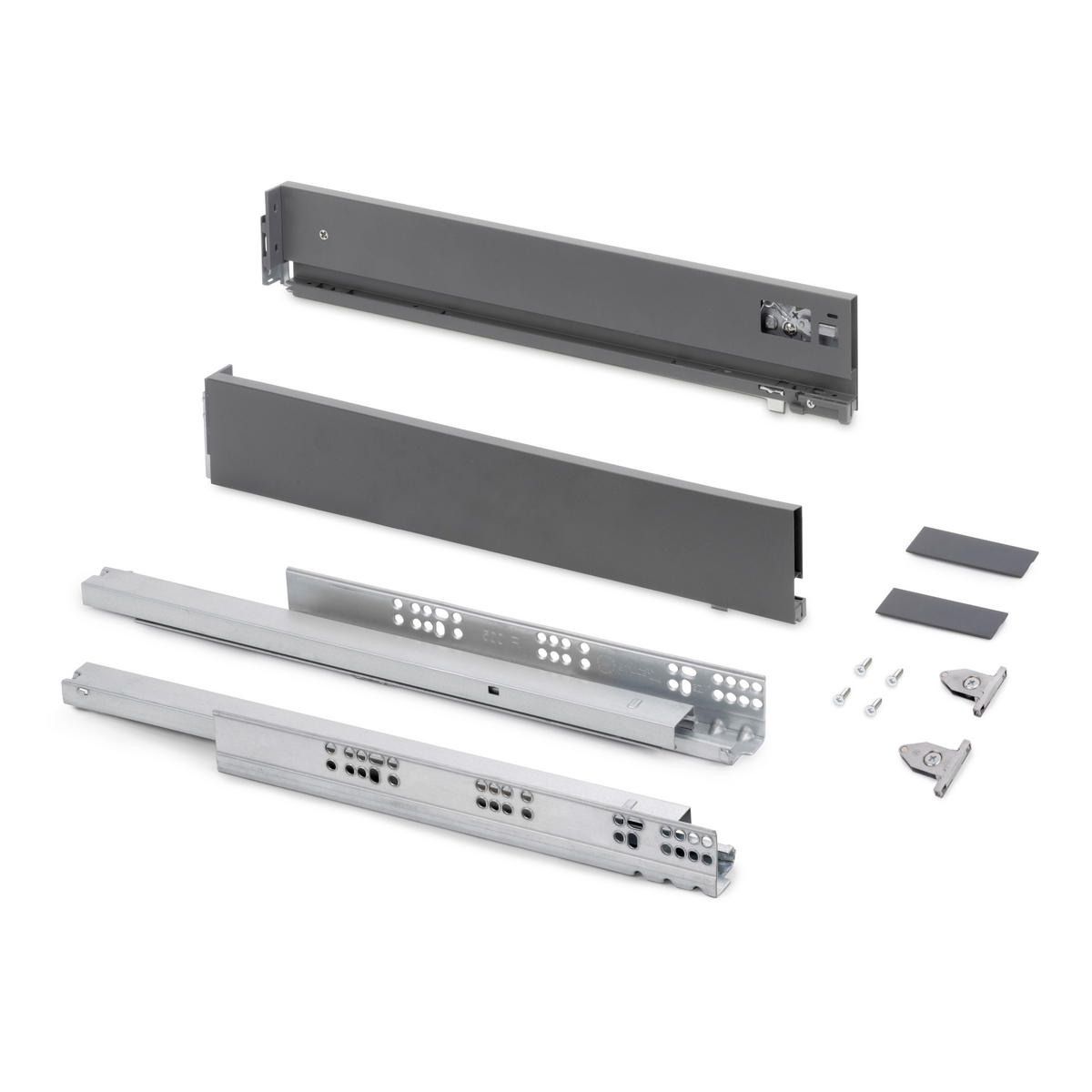 AUSSENSCHUBLADE Vertex mit 3D-Regelung, Höhe 83mm, 40Kg, Tiefe 500mm, Stahl, Anthrazitgrau - Anthrazit, Metall (1.3/9/50cm) - EMUCA