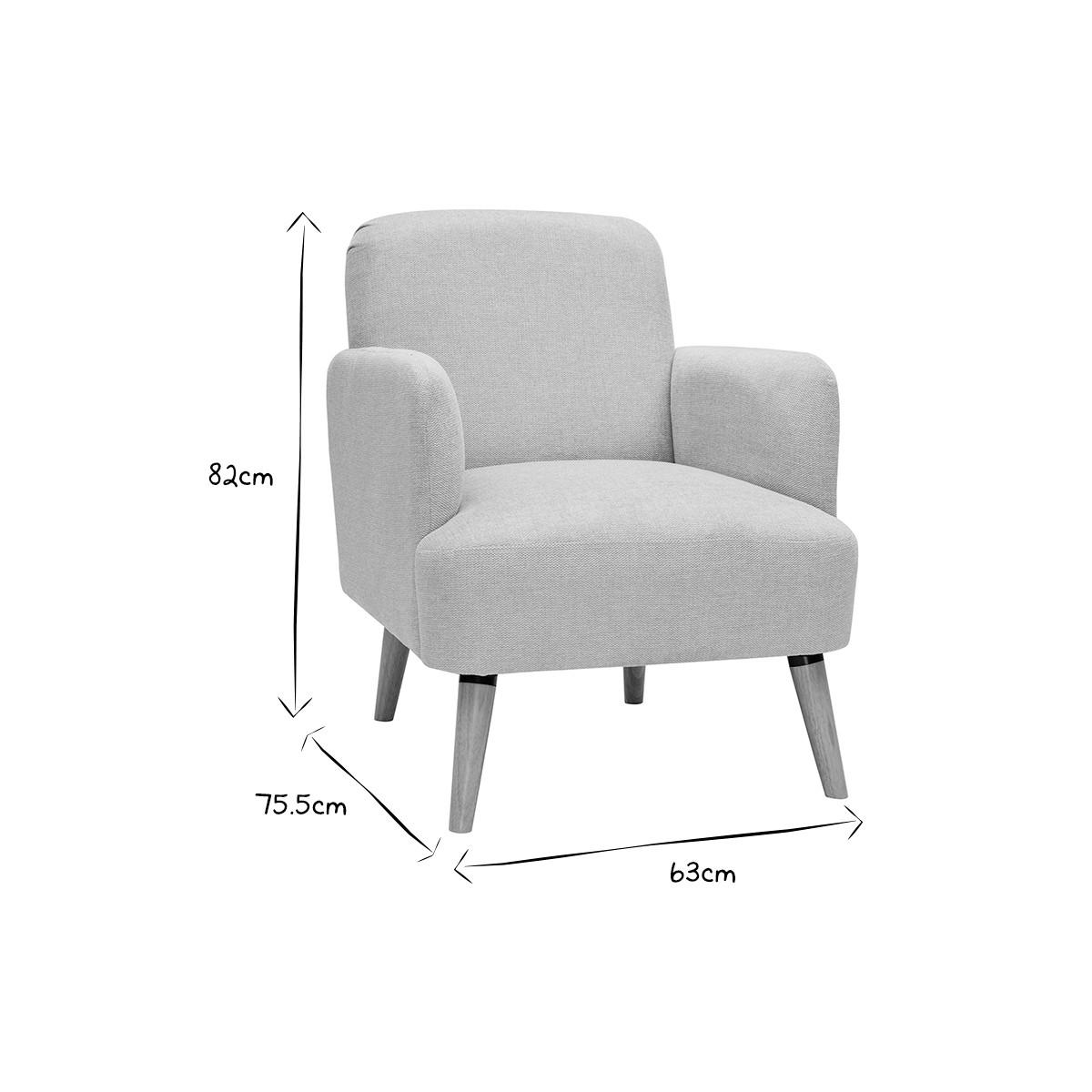 SESSEL skandinavisch Beige Stoff Samteffekt Holz ISKO - Beige, Textil (75.5/82/63cm) - Miliboo