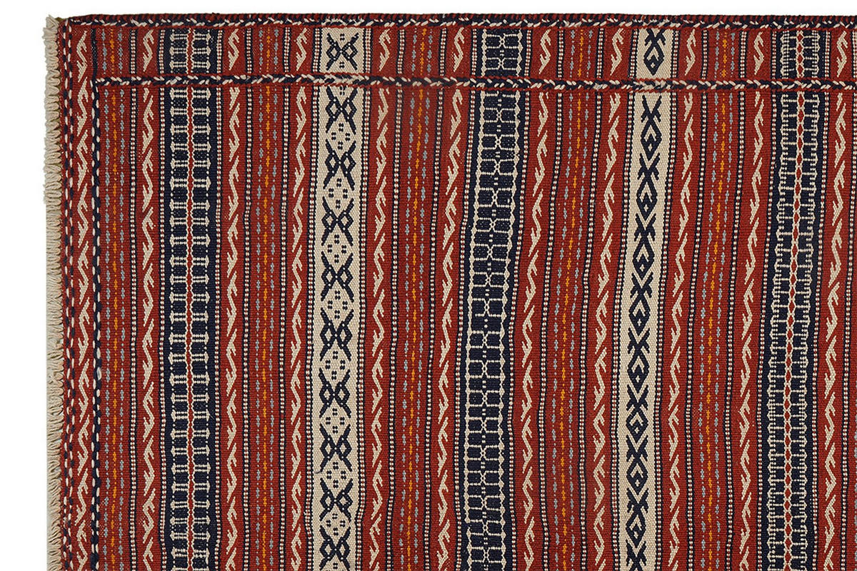 KELIM-TEPPICH handgewebt Kordi Beige, Rot 244/169 cm Schurwolle - Blau/Beige, Textil (169/244cm) - Looma