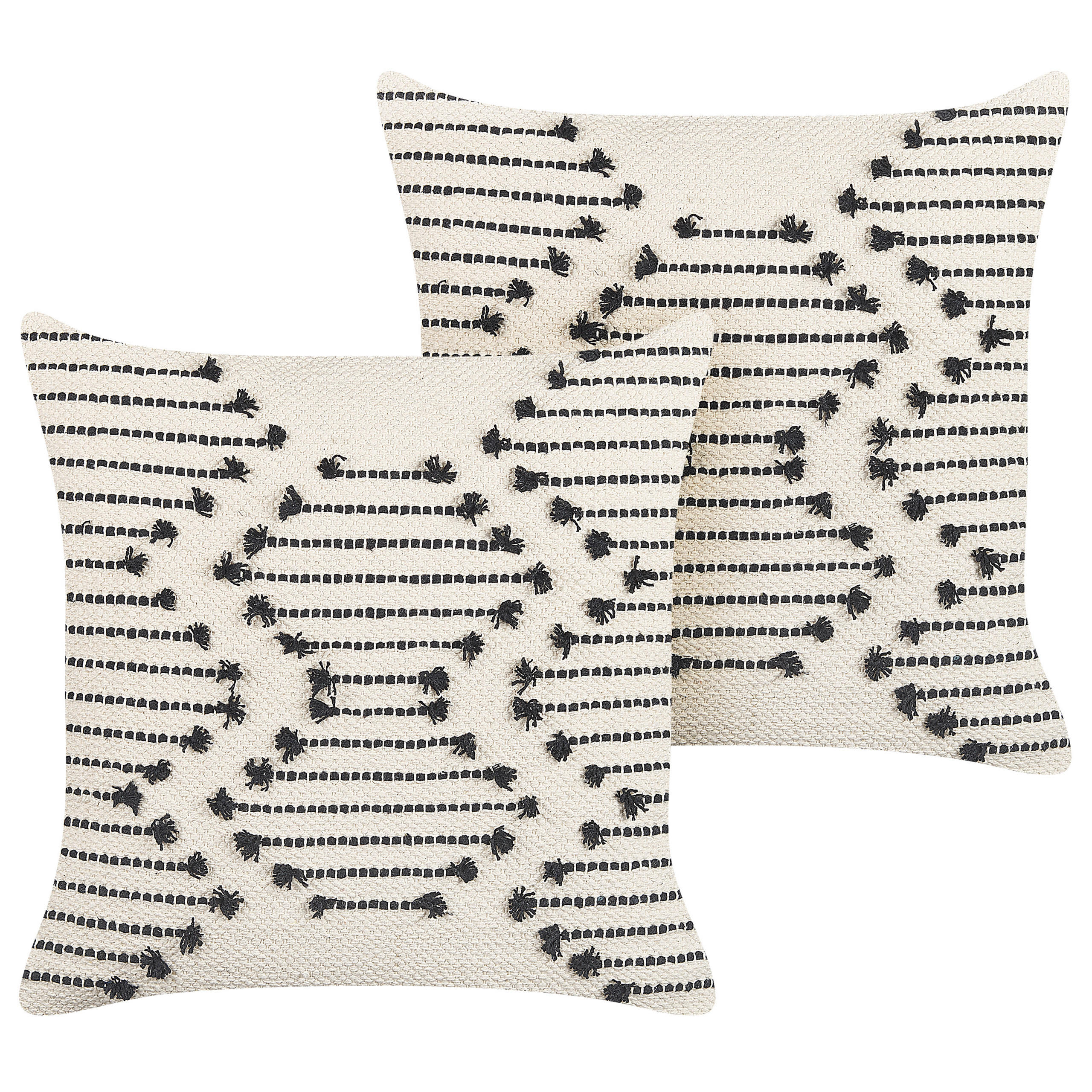 DEKOKISSEN 2er-Set Beige 45/45 cm Myrtus - Beige, Naturmaterialien/Textil (45/45cm) - Beliani