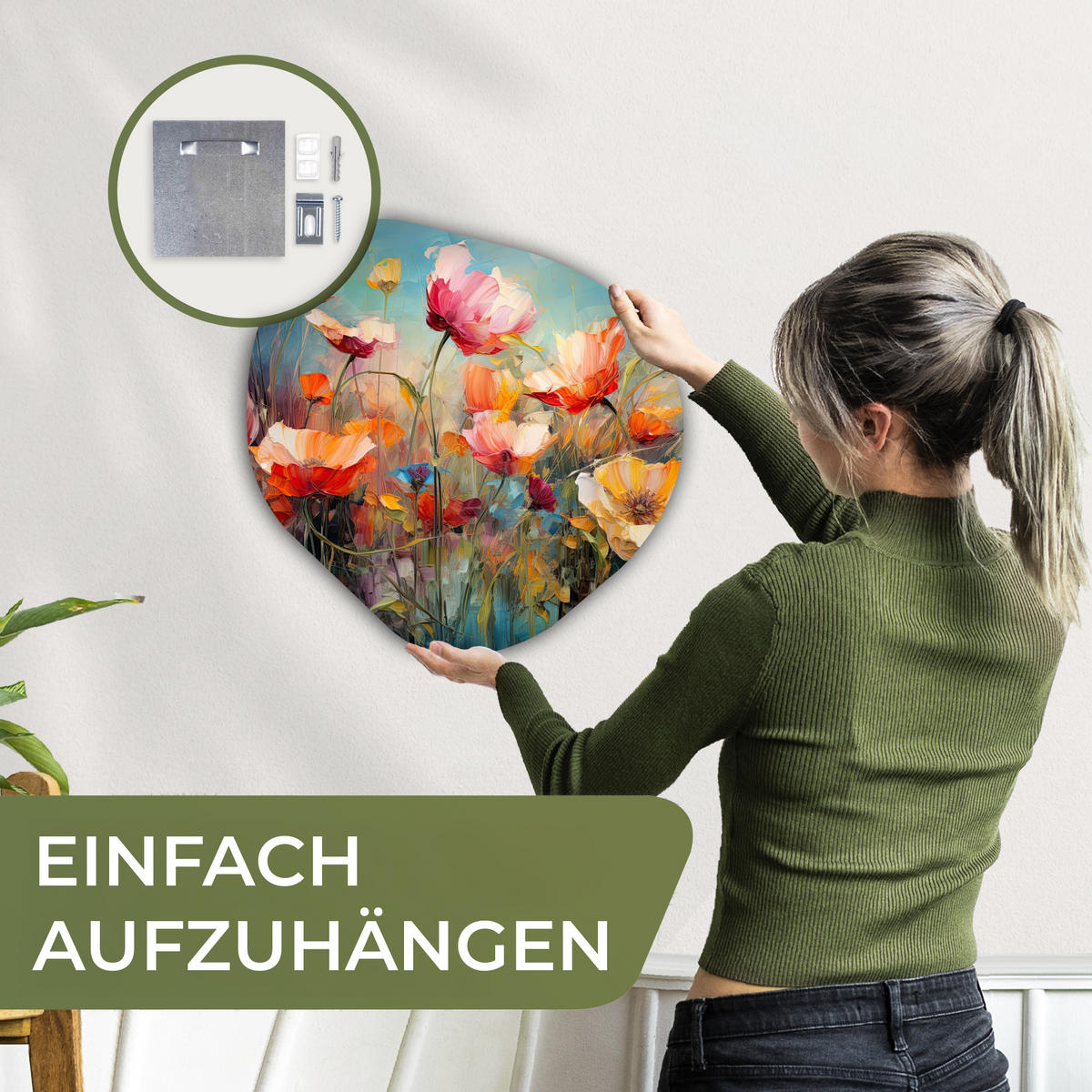 WANDBILD Blumen - Aquarell - Kunst - Botanisch - Natur 40x40 cm - Orange, Kunststoff (40/40cm) - MuchoWow