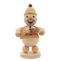 HOLZFIGUR Schneemann Junior mit Bauchladen auf Sockel 17 cm - Multicolor, Holz (10/1/0.1cm)