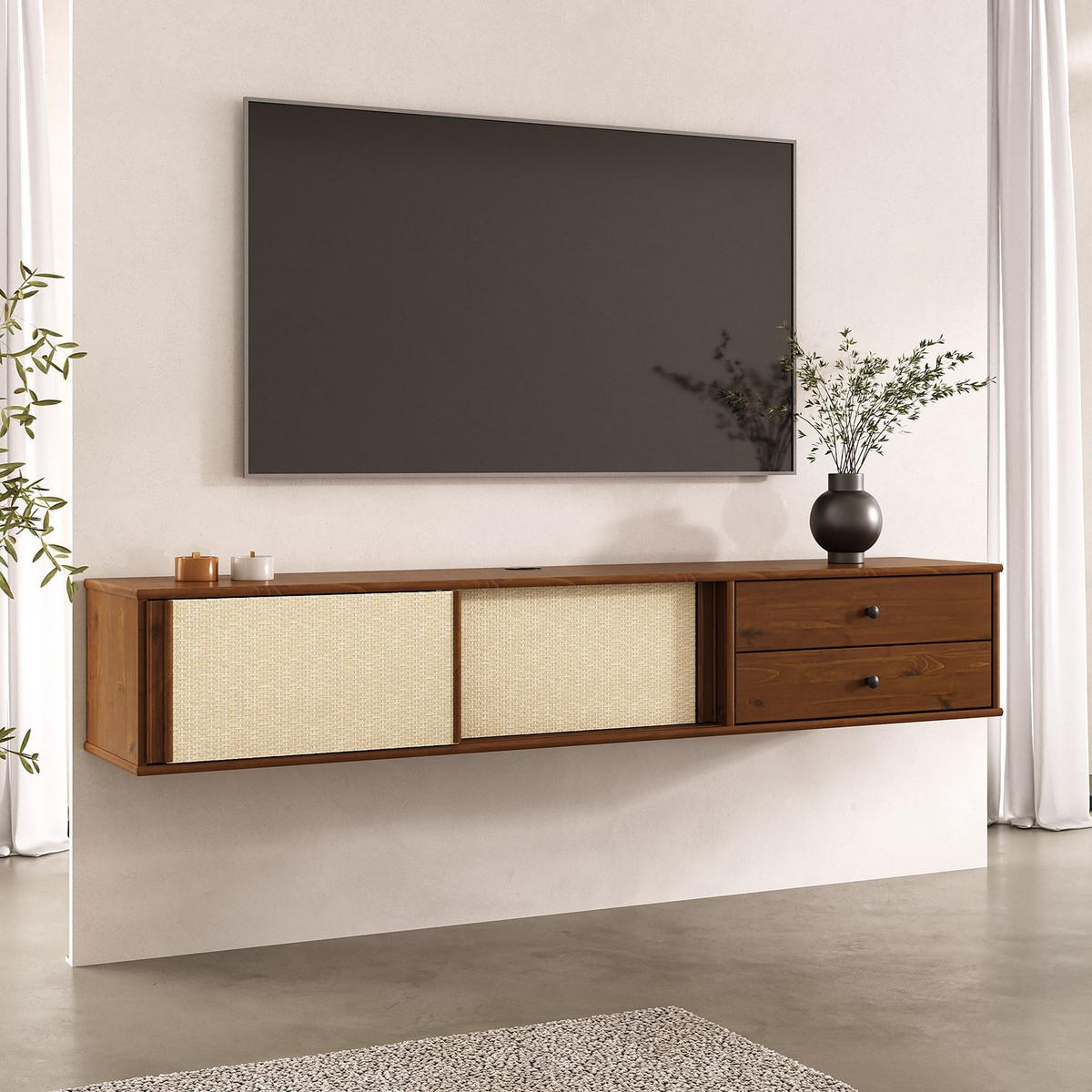 LOWBOARD SIMONA Kastanie - Kastanienfarben, Holz (175/30/34cm) - IDIMEX