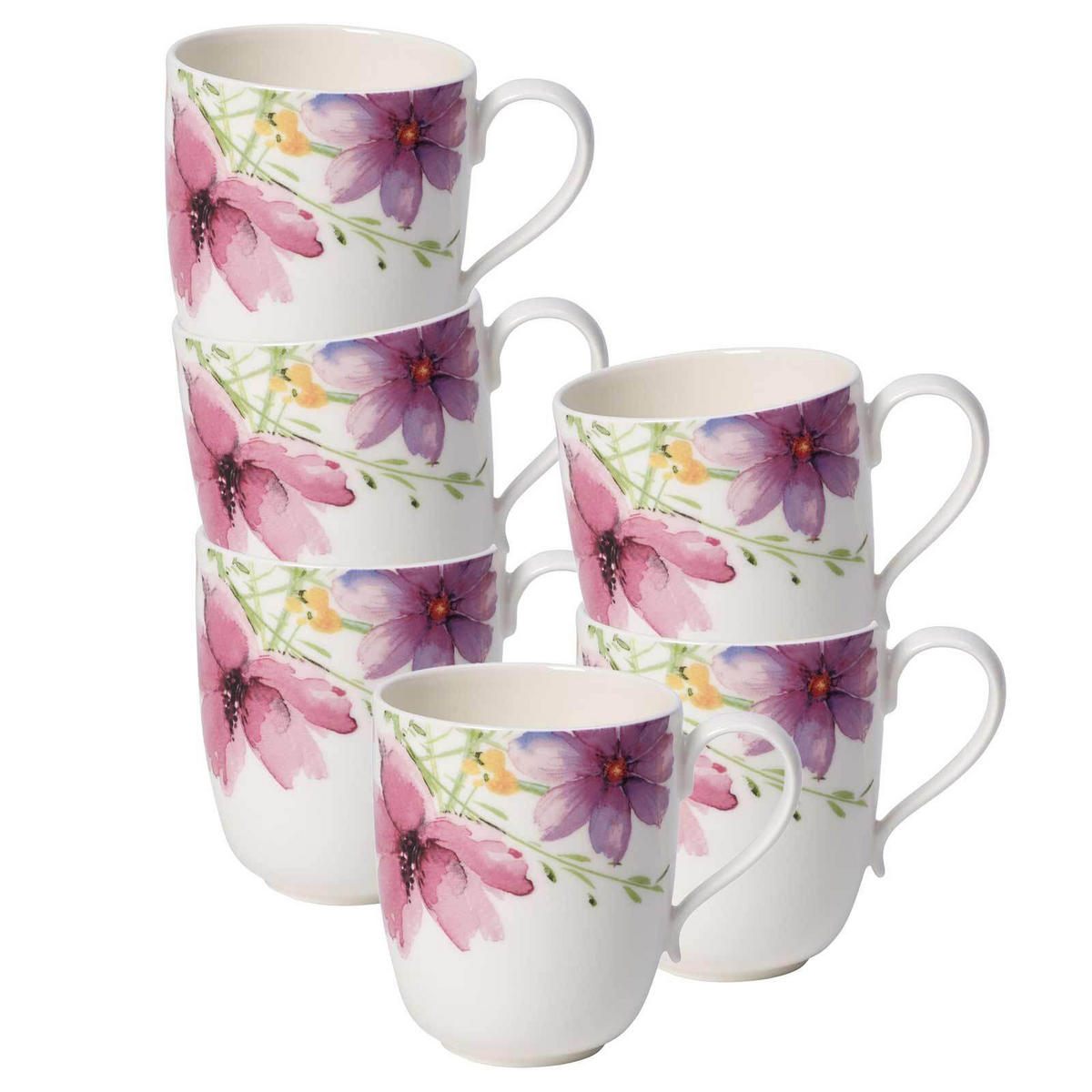 BECHER MIT HENKEL Mariefleur Tea bunt 430 ml 6er Set - Multicolor, Keramik (0.43L) - Villeroy & Boch