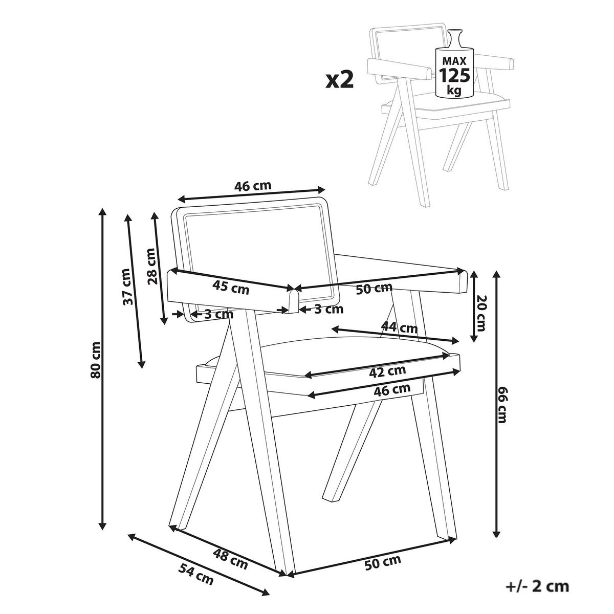 ESSZIMMERSTUHL 2er-Set Hellbraun Carmody - Hellbraun/Beige, Holz (50/80/54cm) - Beliani