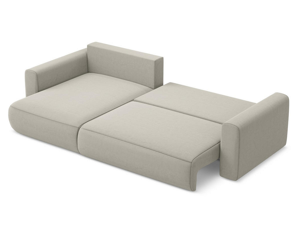ECKSOFA mit Schlaffunktion Samt Stoff Creme - Perlmutt/Creme, Kunststoff/Textil (149/278cm) - Makamii