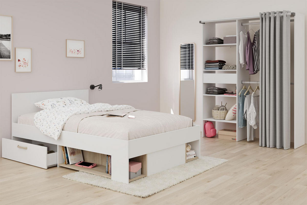 KINDERZIMMER SET Parisot Achille 2-tlg. Holzdekor Weiß/Eiche - Eichefarben/Weiß, Kunststoff (100/1/200cm) - 58aufmkessel