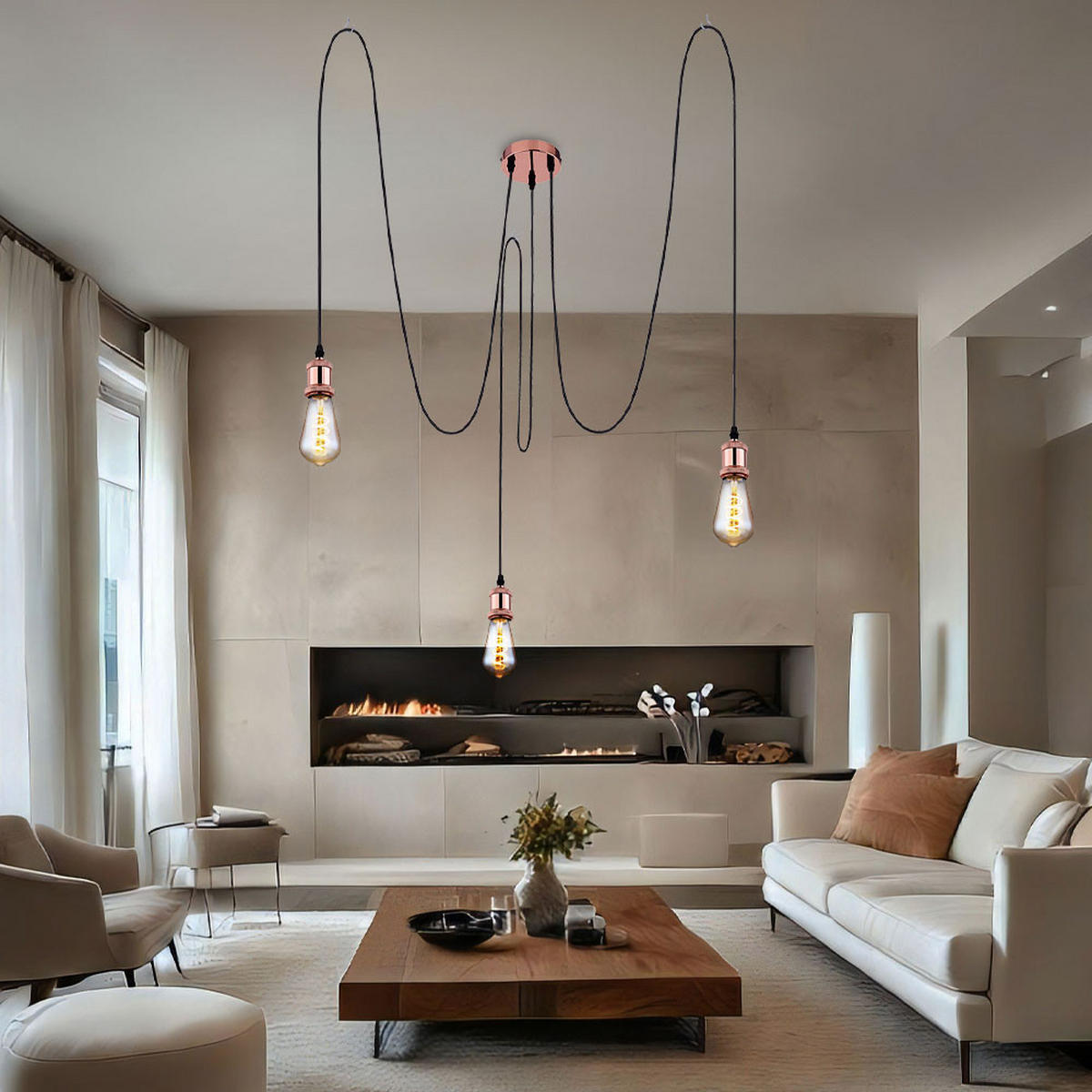 HÄNGELEUCHTE Metall Kupfer 3-flammig - Kupferfarben, Metall (11.7/11.7/200cm) - Globo Lighting