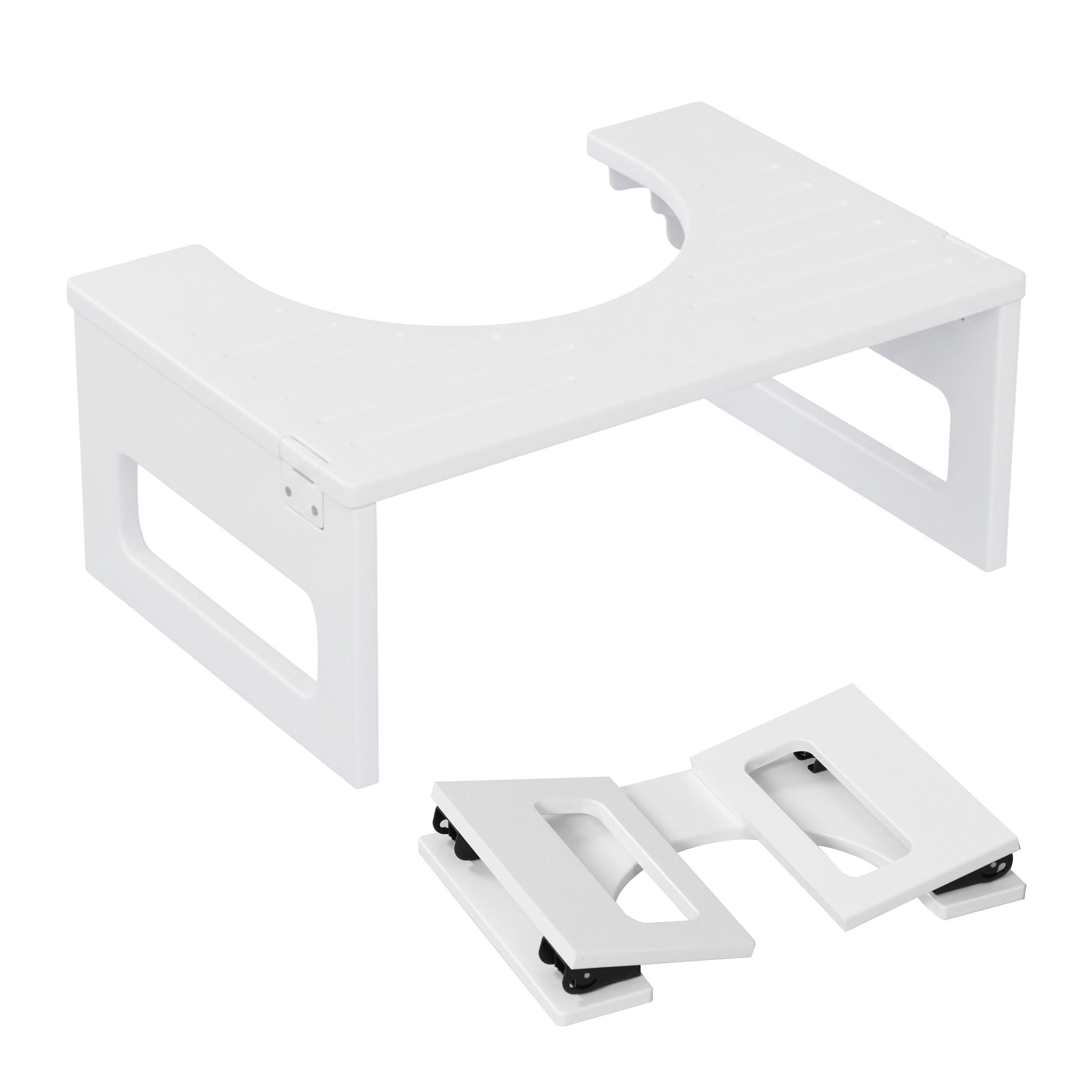WC podnožka - biela, kov/drevo (43/18/27.5cm) - Relaxdays