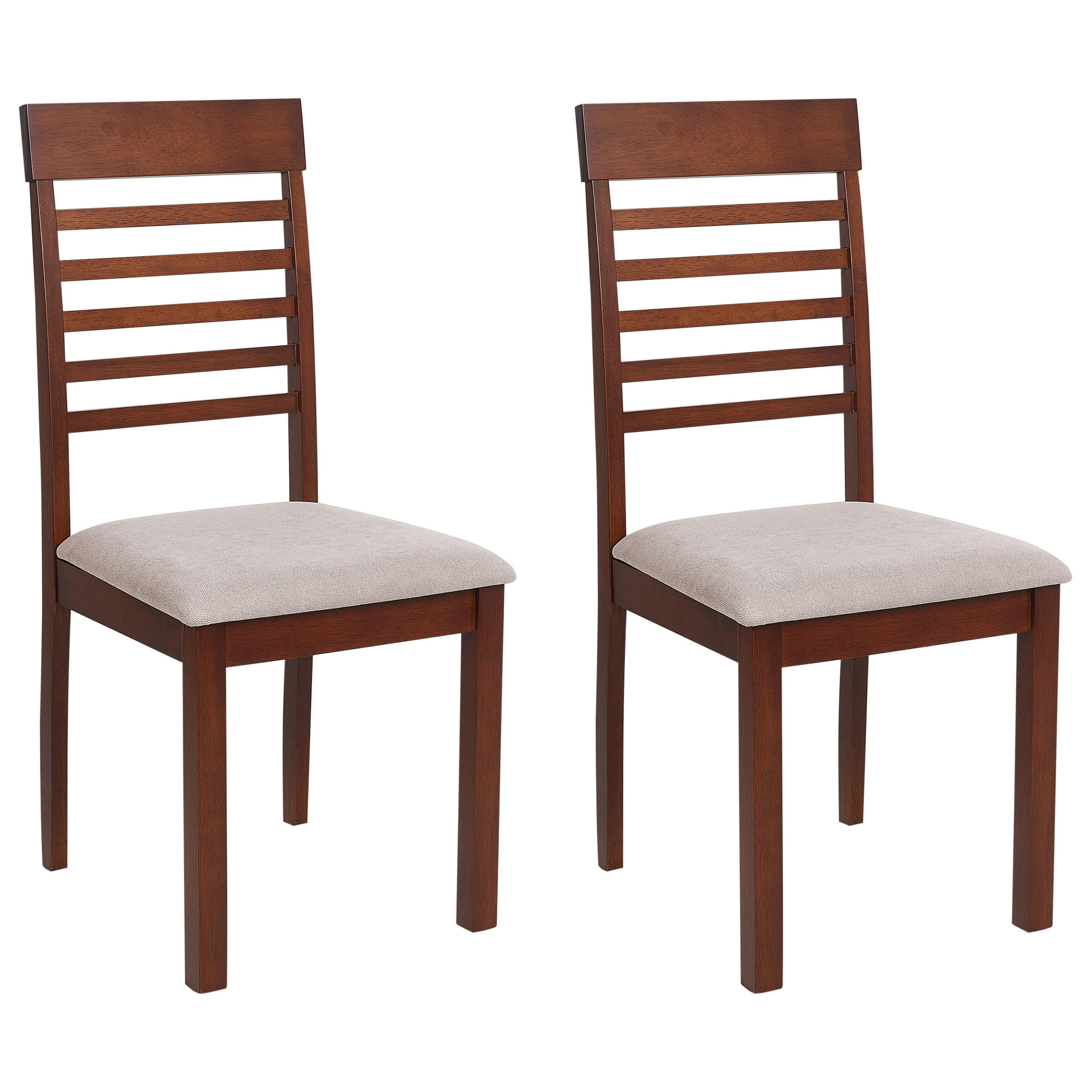 ESSZIMMERSTUHL 2er-Set Dunkler Holzfarbton Ortley - Dunkelbraun/Beige, Holz (40/96/51cm) - Beliani