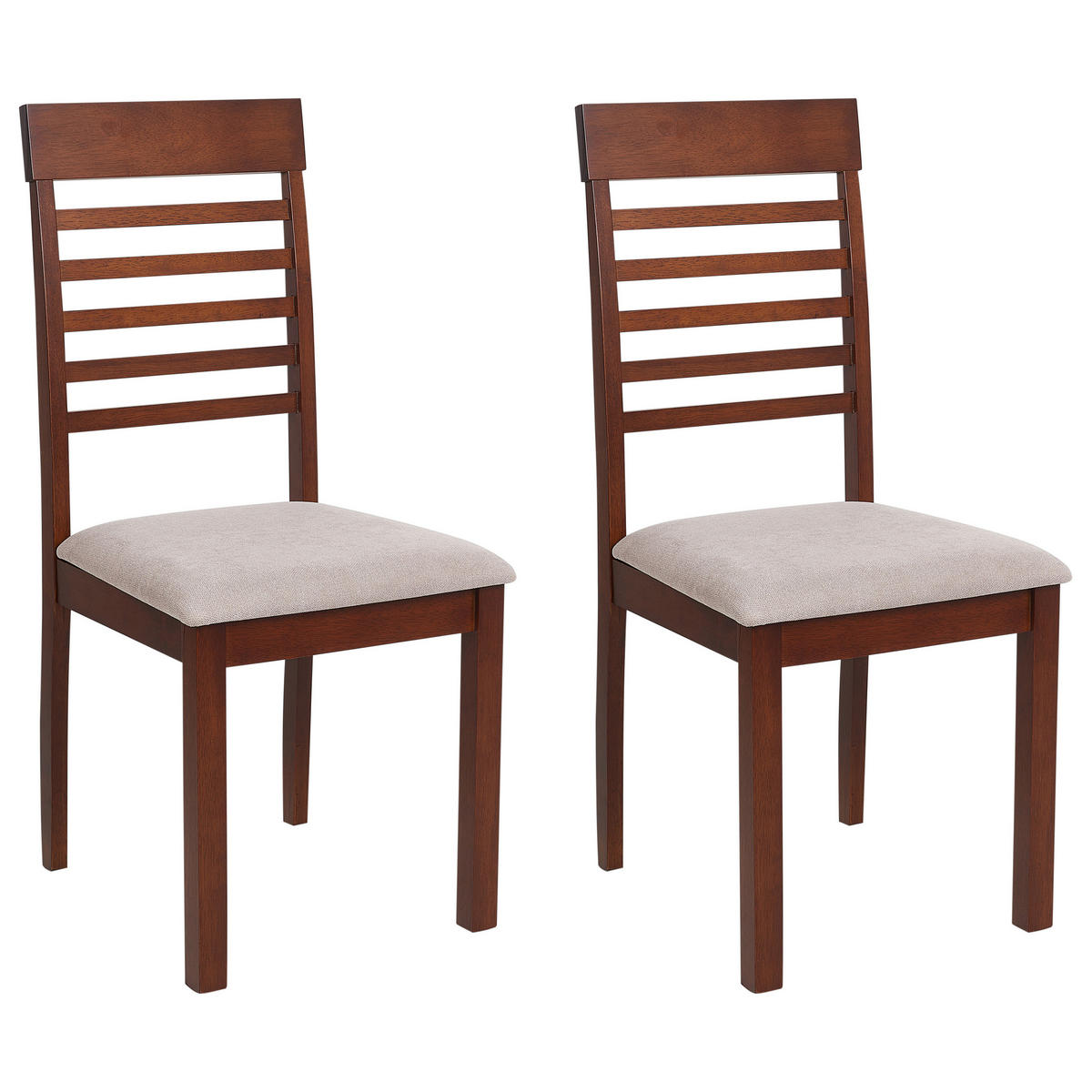 ESSZIMMERSTUHL 2er-Set Dunkler Holzfarbton Ortley - Dunkelbraun/Beige, Holz (40/96/51cm) - Beliani