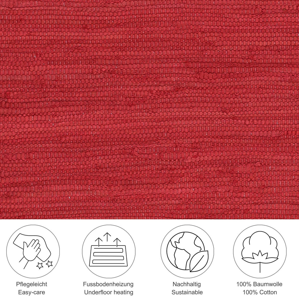 FLECKERLTEPPICH Chindi 40x60 cm - Rot, Textil (40/60cm) - Rug and Roll