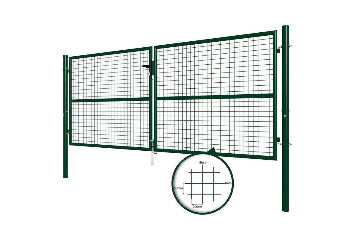 ZAUNTOR Olga Grün 3m H.130cm + TÜRCHEN 1m H.130cm - Grün, Metall (306/131cm) - Casanoov
