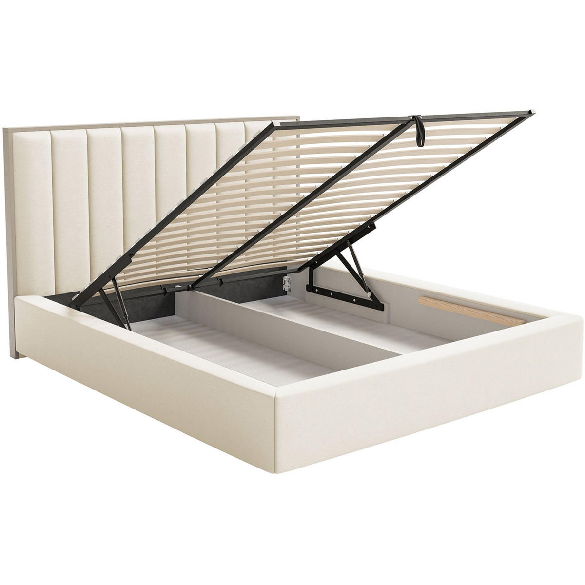 POLSTERBETT Togents Creme mit Veloursbezug und Bettkasten, 160x200 cm - Creme, Textil (160/200cm) - Selsey