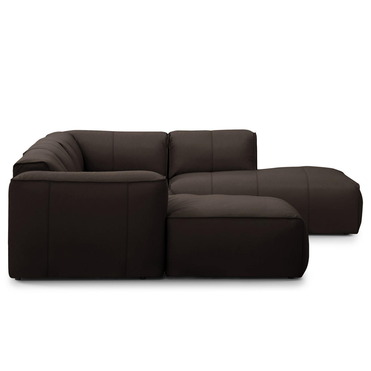 WOHNLANDSCHAFT mit Longchair - Dunkelbraun/Schwarz, Leder/Kunststoff (325/71/235cm) - home24