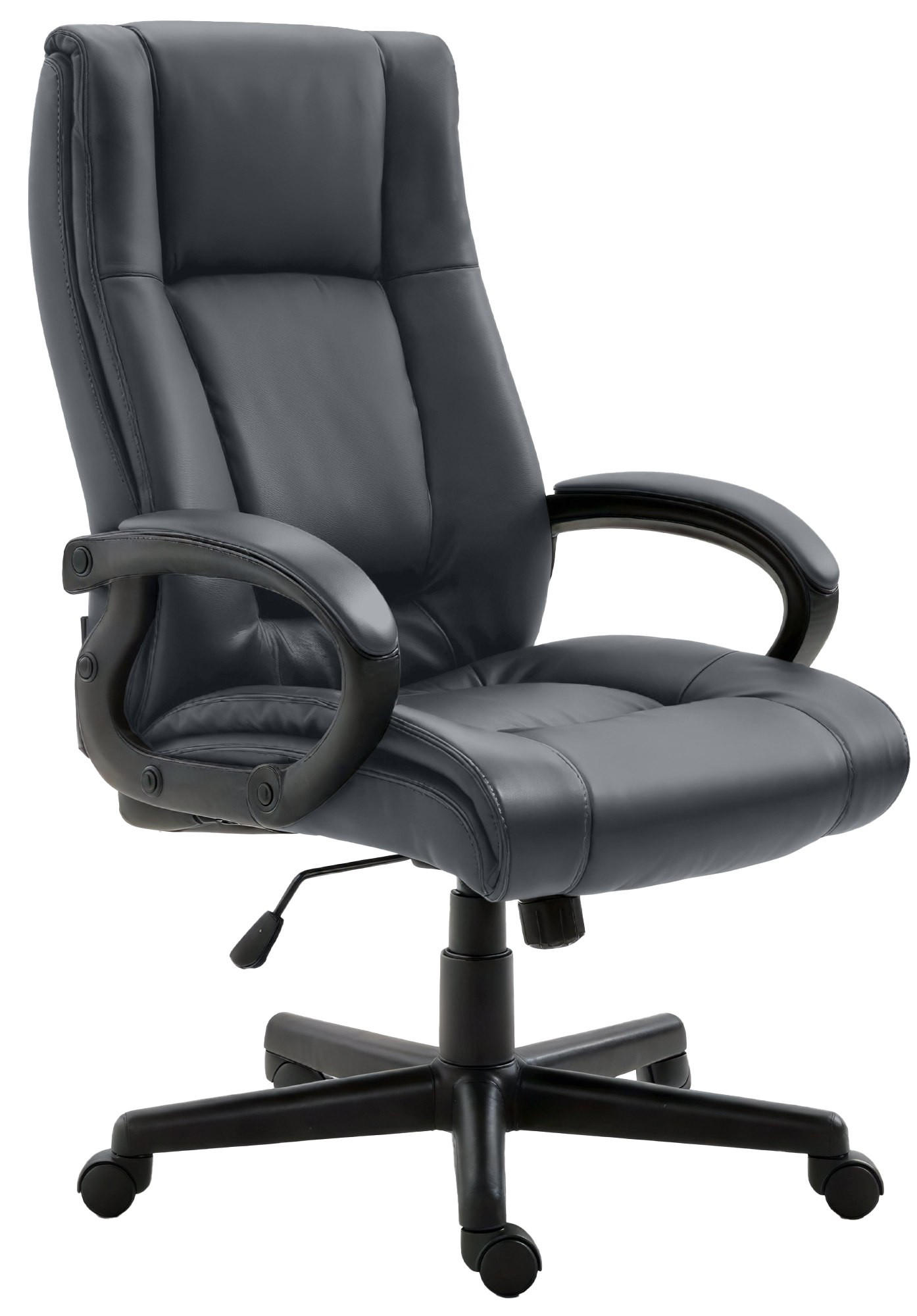 CHEFSESSEL Lederlook Grau - Schwarz/Grau, Kunststoff/Textil (66/106/70cm) - CLP