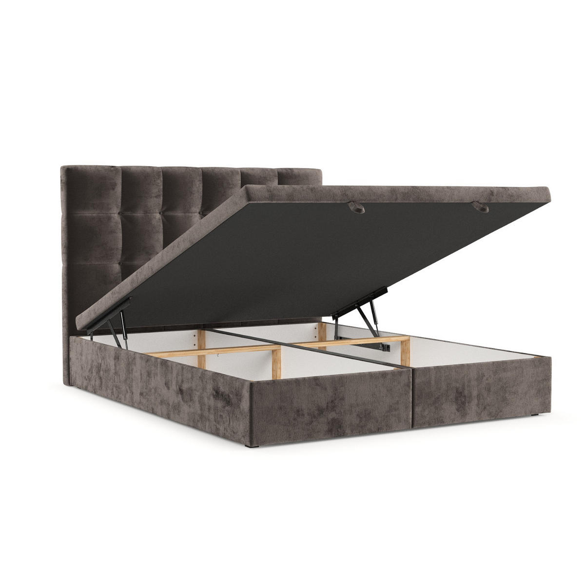 POLSTERBETT Guam mit Stauraum 160/200 cm Braun im Lotta Stoff - Schwarz/Braun, Holz/Holzwerkstoff (160/200cm) - AltaBeds