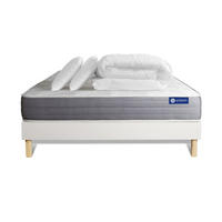 BETT Actiflex dream Taschenfederkern und Memory-Schaum 160 x 200 cm h1 - Kit Bettgestell Weiß - Mit Kissen und Bettdecke - Beige/Weiß, Holz/Textil (160/200cm) - ACTISOM