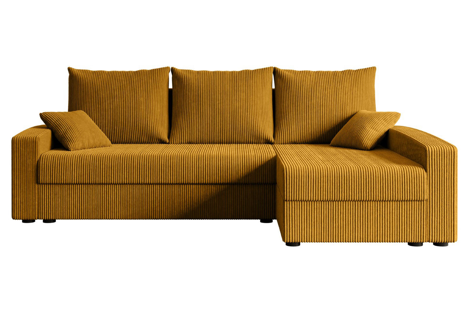 ECKSOFA mit Schlaffunktion und Bettkasten ALESIA-L 231x140x90 cm Senfgelb Cord - Gelb/Silberfarben, Holzwerkstoff/Kunststoff (231/140cm) - ALTDECOR