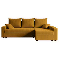 ECKSOFA mit Schlaffunktion und Bettkasten ALESIA-L 231x140x90 cm Senfgelb Cord - Gelb/Silberfarben, Holzwerkstoff/Kunststoff (231/140cm) - ALTDECOR