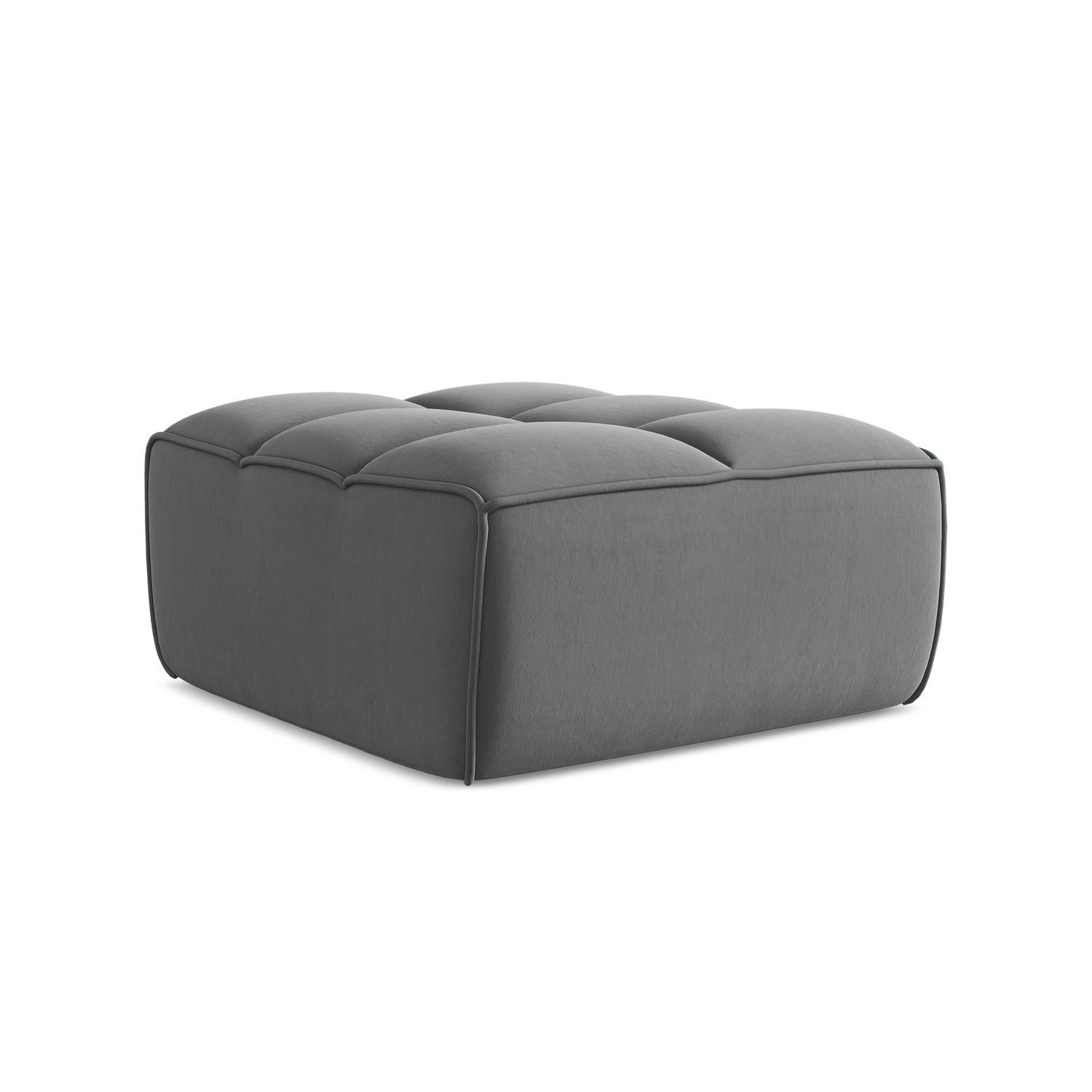 POUF Samt Stoff Grau - Dunkelgrau/Schwarz, Kunststoff/Textil (80/43/93cm) - LaMiaSofa