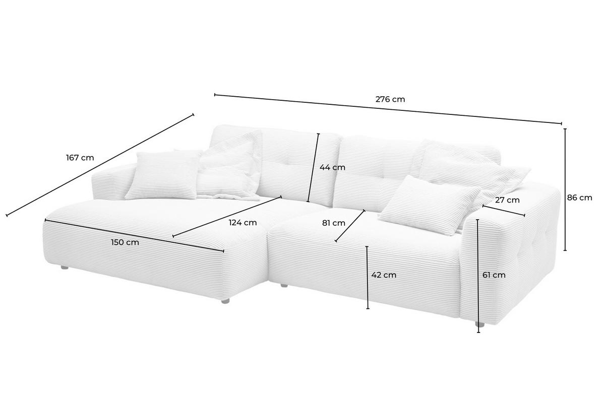 ECKSOFA MIKA Grün Cord - Schwarz/Olivgrün, Kunststoff/Textil (276/167cm) - KAWOLA