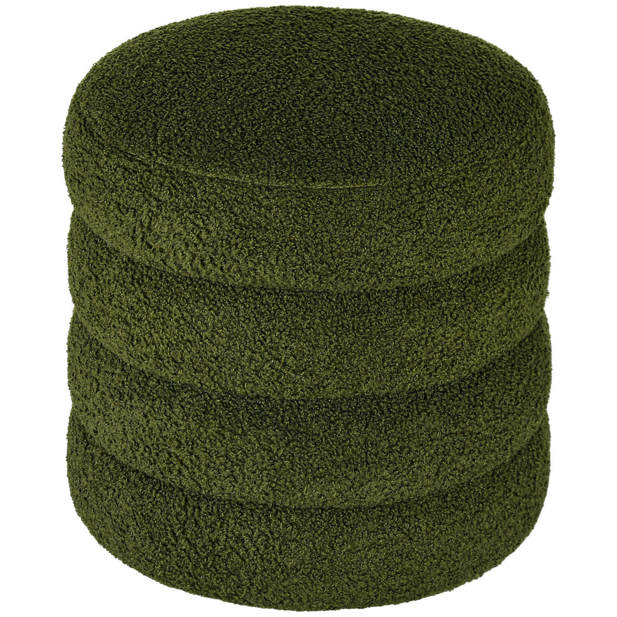 HOCKER DE-07209 rund mit Teddyfleece Grün - Grün, Holz/Textil (40/45/40cm) - ComfortXL
