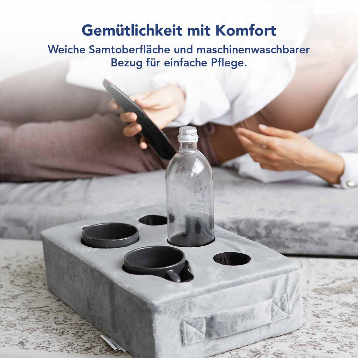 TASSENKISSEN - Grau, Textil (40/25cm) - KomfortKissen