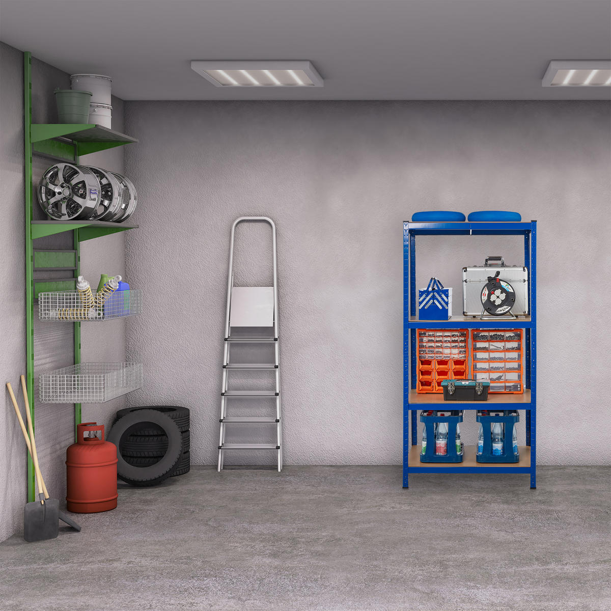 SCHWERLASTREGAL - Multicolor, Holzwerkstoff/Metall (90/180/60cm) - Relaxdays