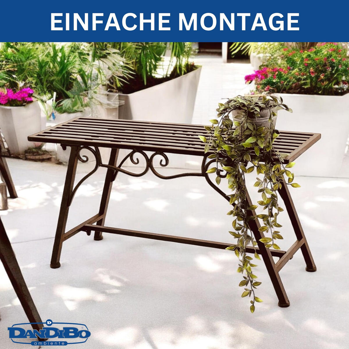 GARTENBANK Metall Braun 83/27/45 cm - Braun, Metall (83/45/27cm) - DanDiBo